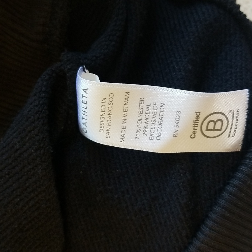 Athleta Circa Black With White Stripes Longsleeve Mini Track Dress - Picture 15 of 15